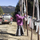 Hanging prayer flags