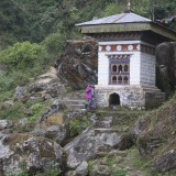 Julie and a water driven Prayer wheel