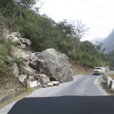 Plenty of rocks fall on the road