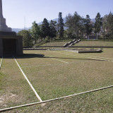 The tennis court a the centre of the battle