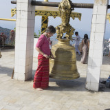 Julie ringing a Bell