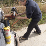 Julie polishing the Axle.